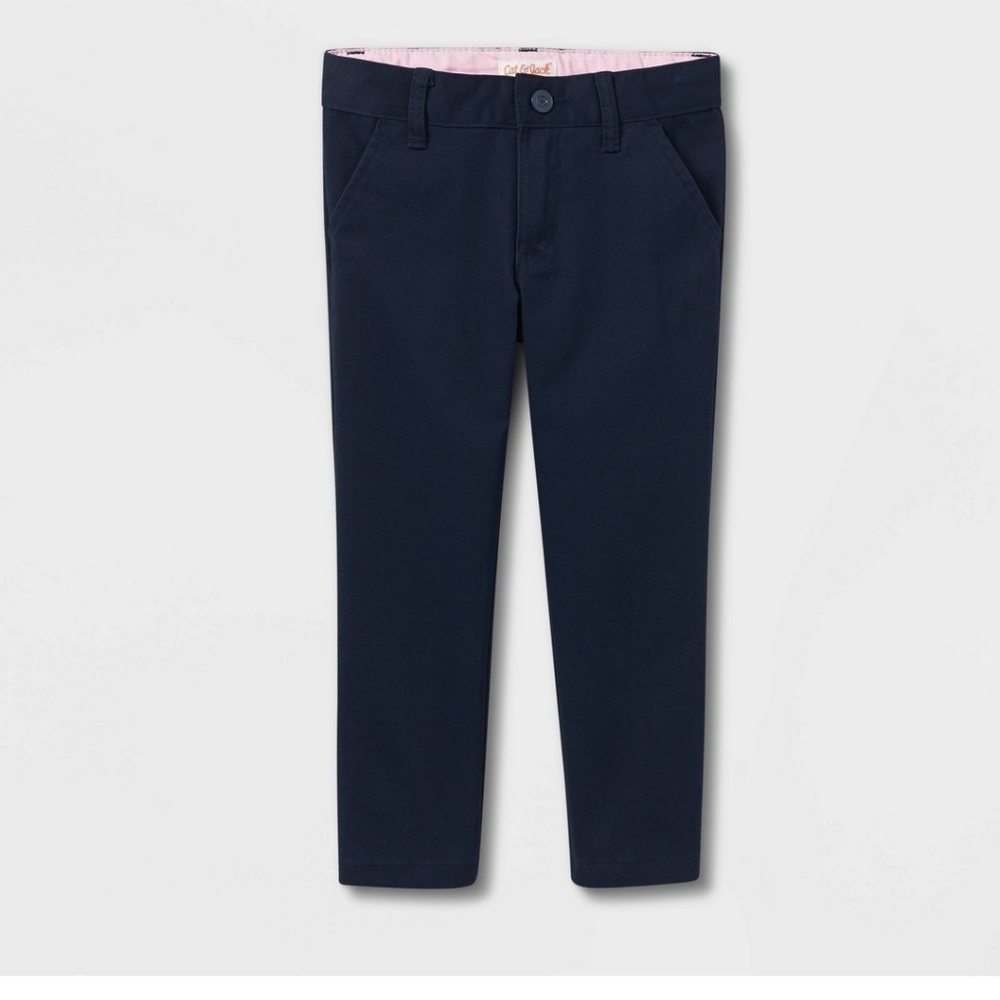 Cat & Jack Toddler Girls Skinny Fit Navy Blue School Uniform Pants - Picture 1 of 4